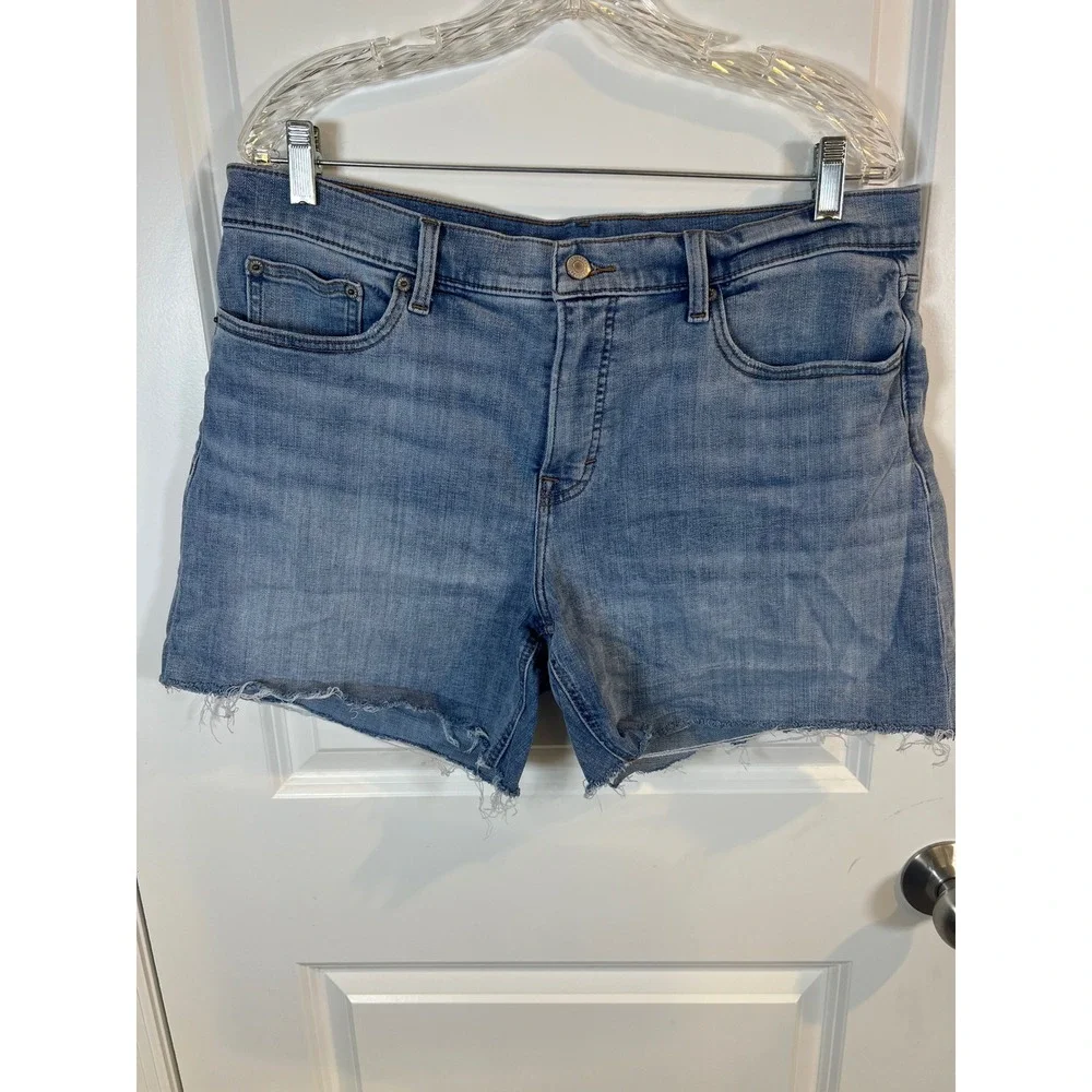 Lucky‎ Brand Womens Denim Shorts Raw Hem Medium Wash Blue Size 14/32